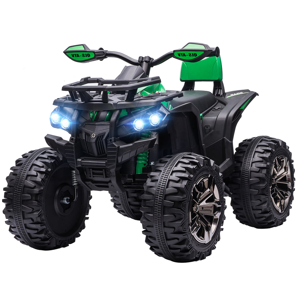 HOMCOM Elektrisch Kinderquad met Licht & Muziekaansluiting, 3-8 km/u, Voor 3-5 Jaar, Groen