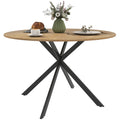 HOMCOM Ronde Eettafel voor 4 Personen, Keukentafel in Industriële Stijl met Stalen Poten, voor Eetkamer, Keuken, Eiken