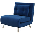 HOMCOM Ligstoel Stoel met Ligfunctie Slaapstoel, Knoopstiksels, Fluweellook, 77 cm x 88 cm x 83 cm, Blauw