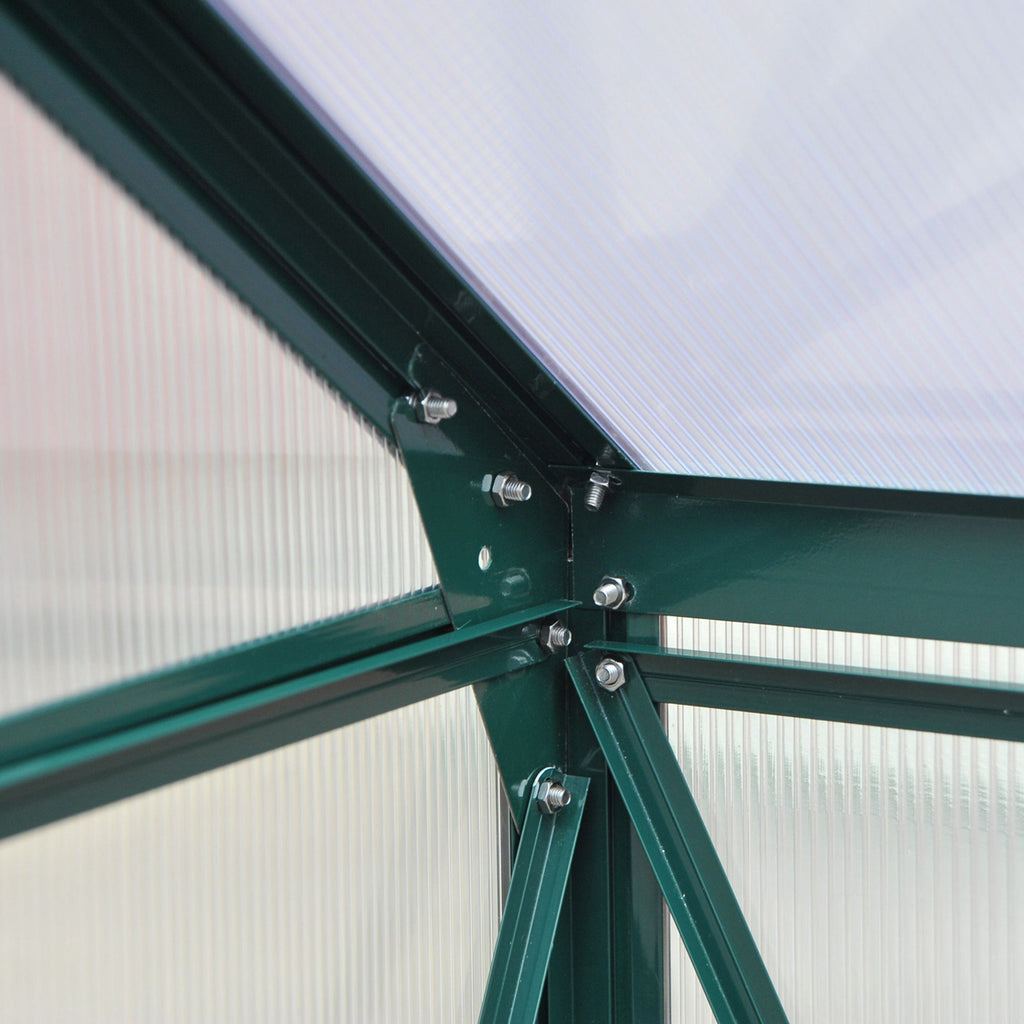 Outsunny aluminium kas met dakraam deur 190 x 192 x 201 cm, groen + transparant
