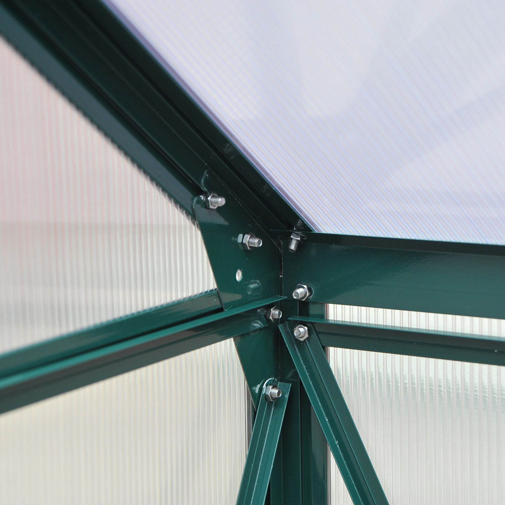 Outsunny aluminium kas met dakraam deur 190 x 192 x 201 cm, groen + transparant