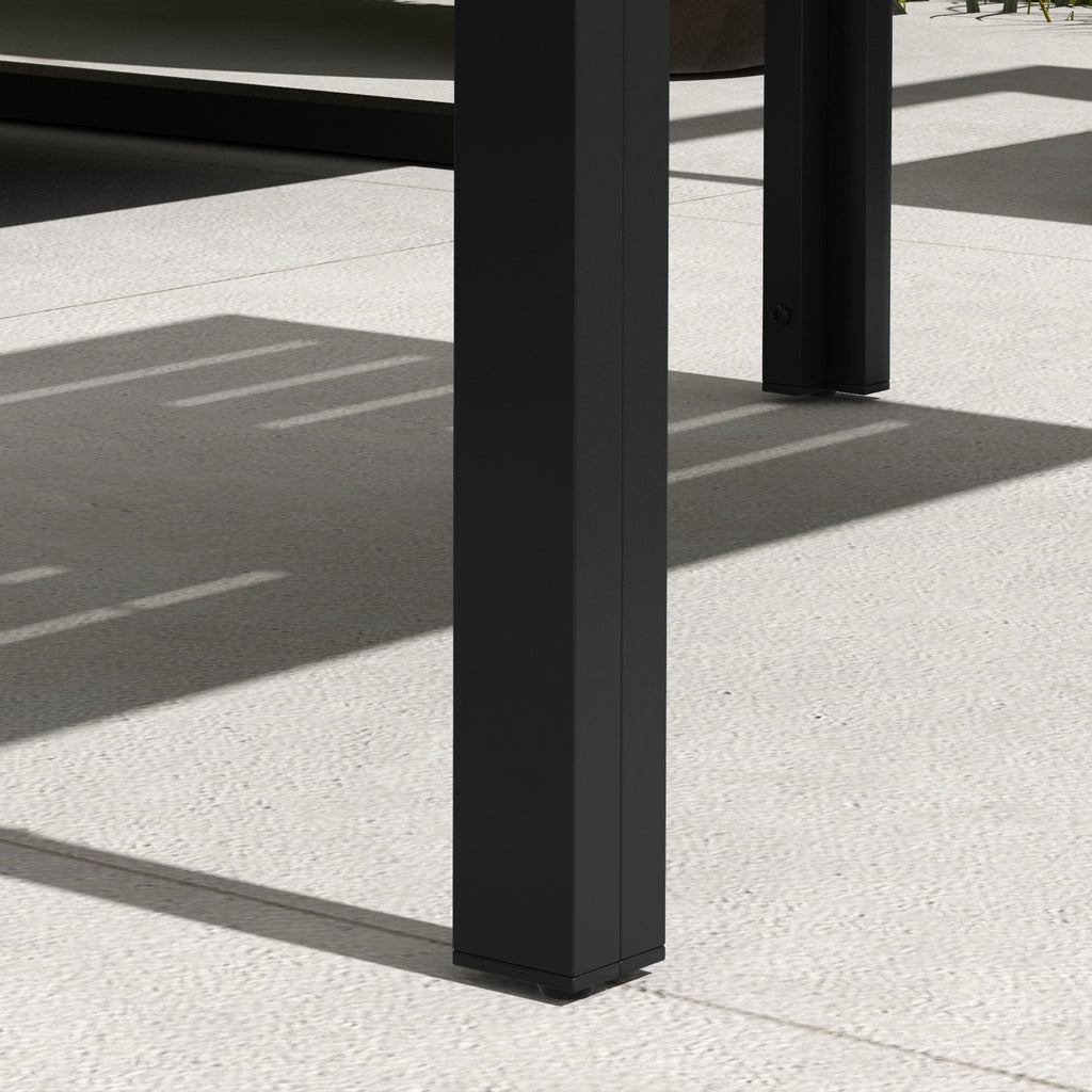 Outsunny Bijzettafel Balkontafel van Staal Rechthoekig Koffietafel Weerbestendig Tuin 101,5x61x46 cm Zwart