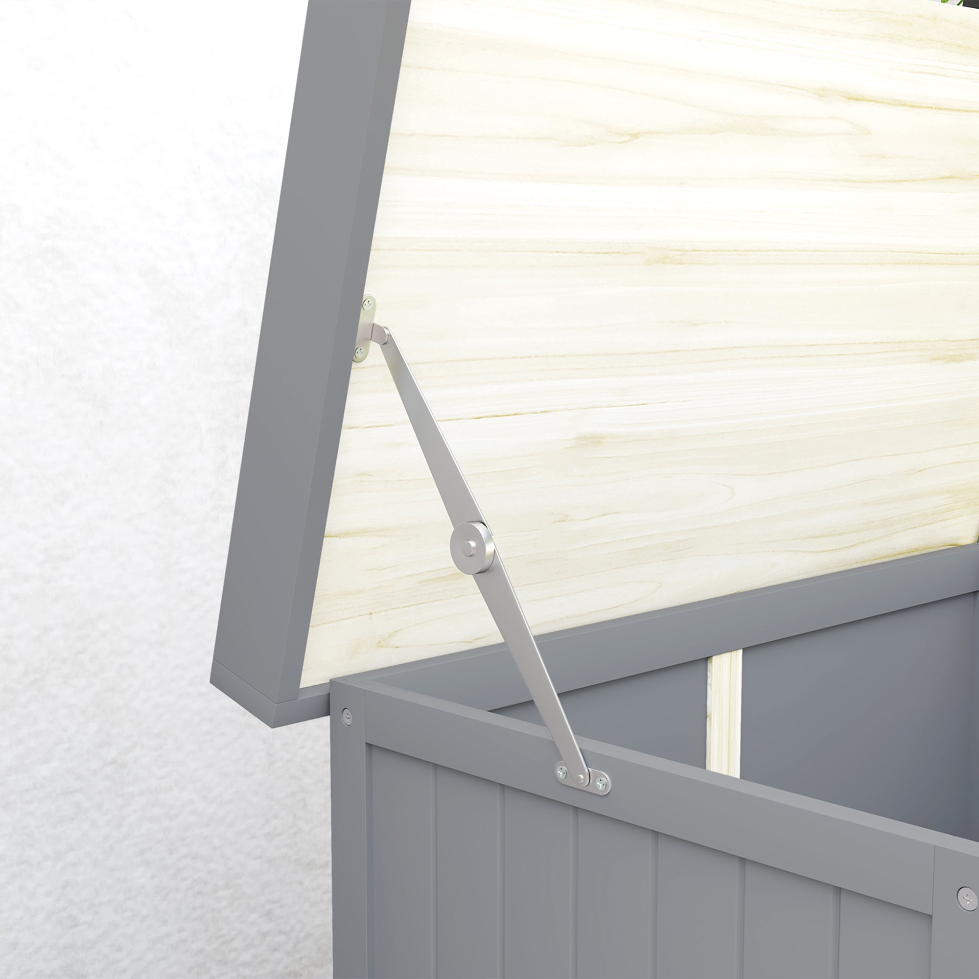 Outsunny Tuinkast, Gereedschapskast voor Buiten met Werkoppervlak, Hout en Roestvrij Staal, Dubbele Deuren, Grijs