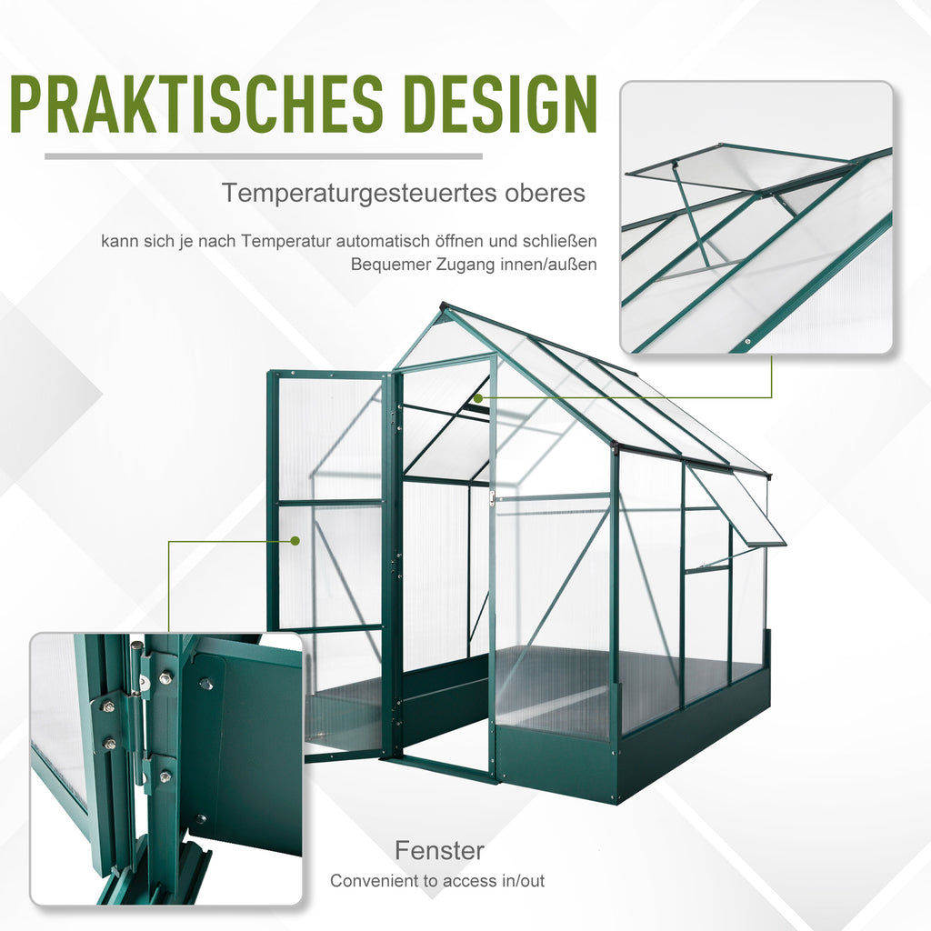 Outsunny Kas voor in de tuin kweekkas tomatenhuis koude kas 190 x 190 x 220 cm
