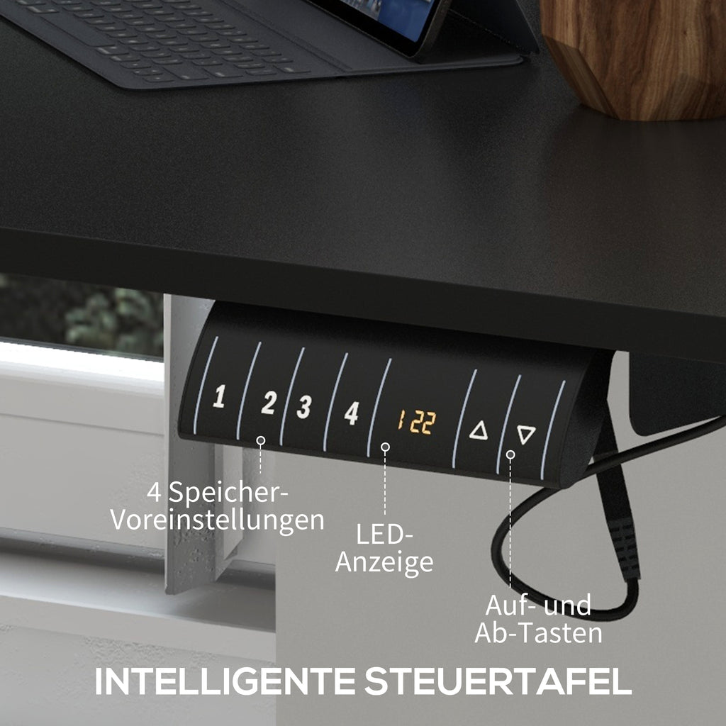 Vinsetto Verstelbaar Zit-Stabureau Computertafel, 140 cm x 70 cm x 116 cm, Zwart