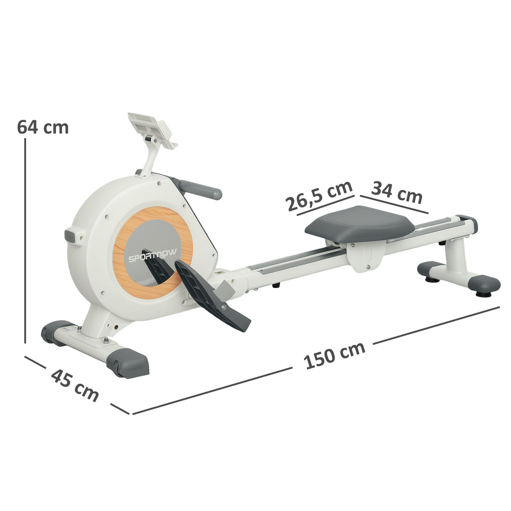 SPORTNOW Roeiapparaat met 16 verstelbare niveaus, LCD-monitor en mobiele telefoonhouder, voor thuisfitness, 150 kg belastbaar