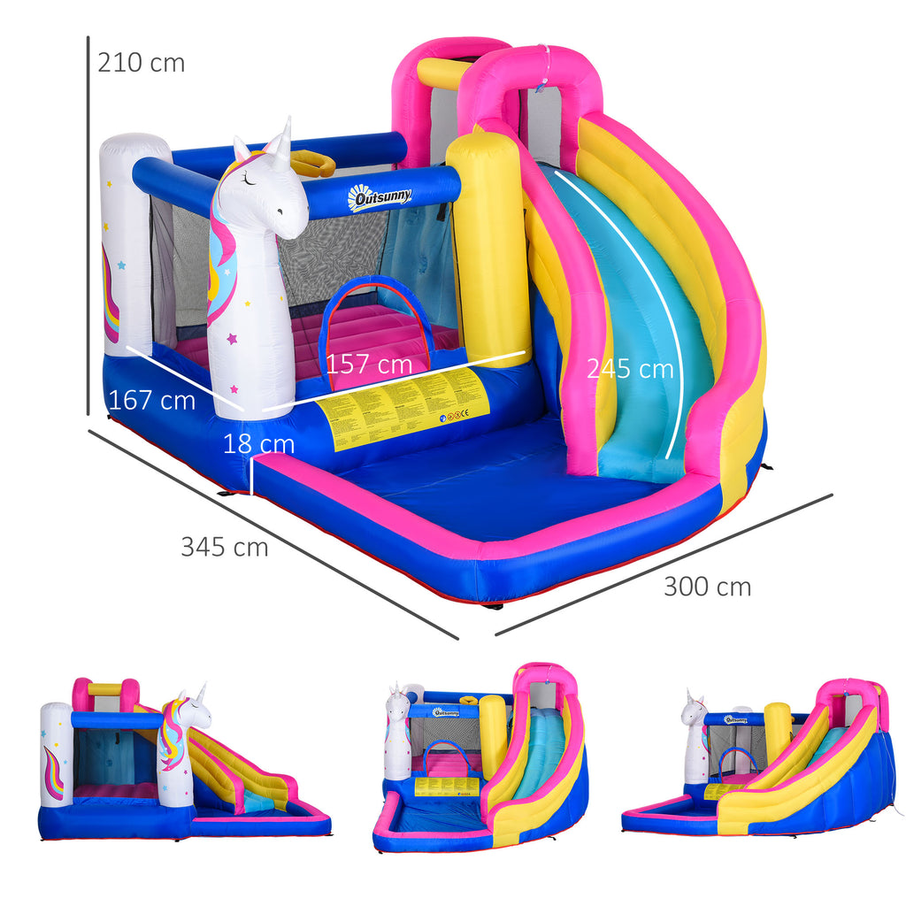 Opblaasbaar springkasteel met glijbaan speelkasteel springkasteel met blazer voor 4 kinderen