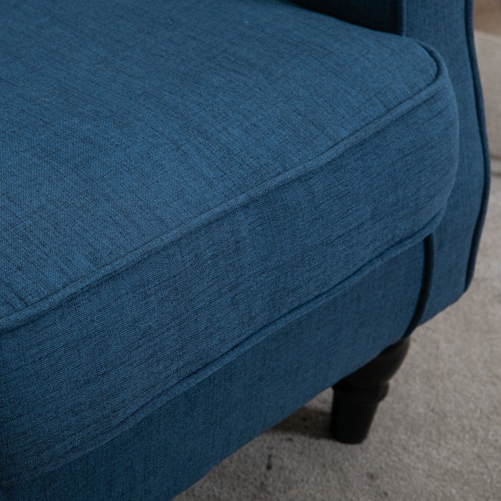 HOMCOM Elegante Oorfauteuil, Dik Gepolsterd, Afneembare Hoes, 74 x 86 x 102 cm, Blauw