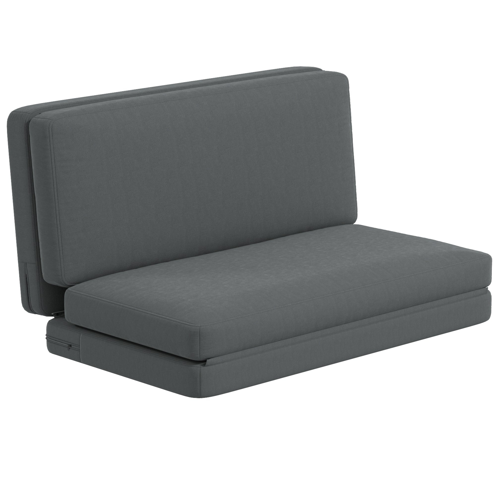 HOMCOM 3-in-1 Opvouwbare Relaxstoel, Gastenmatras, Deelbaar, 138 cm breed, Donkergrijs
