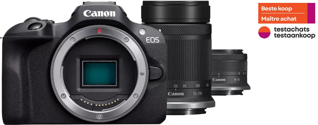 Canon EOS R100 + RF-S 18-45 mm IS STM + RF-S 55-210 mm IS STM