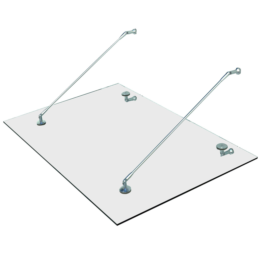HOMCOM Glazen luifel voordak huisdeur roestvrije staal gehard glas 150X90 cm