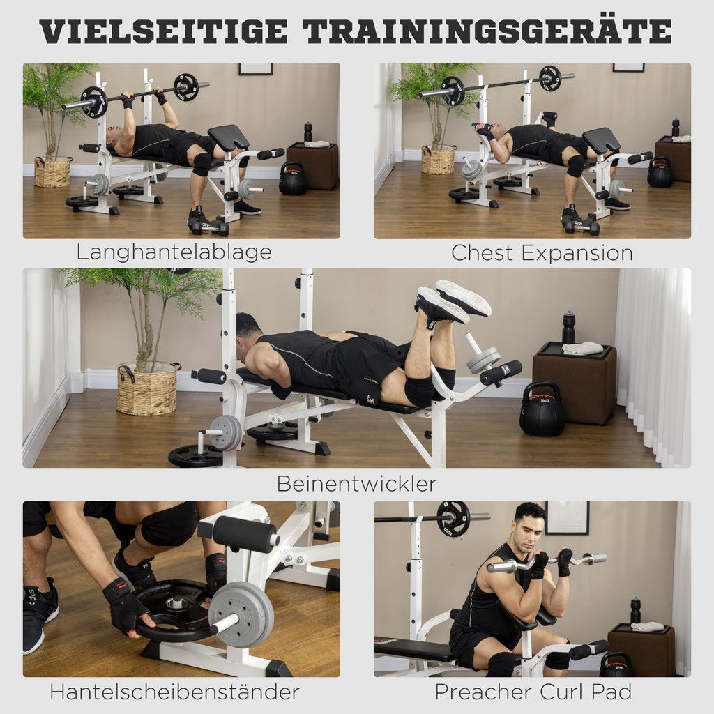 HOMCOM multifunctionele trainingsbank, verstelbare halterbank voor krachttraining
