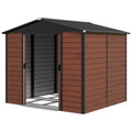 Outsunny Metalen Tuinschuur, Weerbestendig & Roestvrij, Afsluitbaar, 2,40 x 2,06 x 1,98 m, Teak