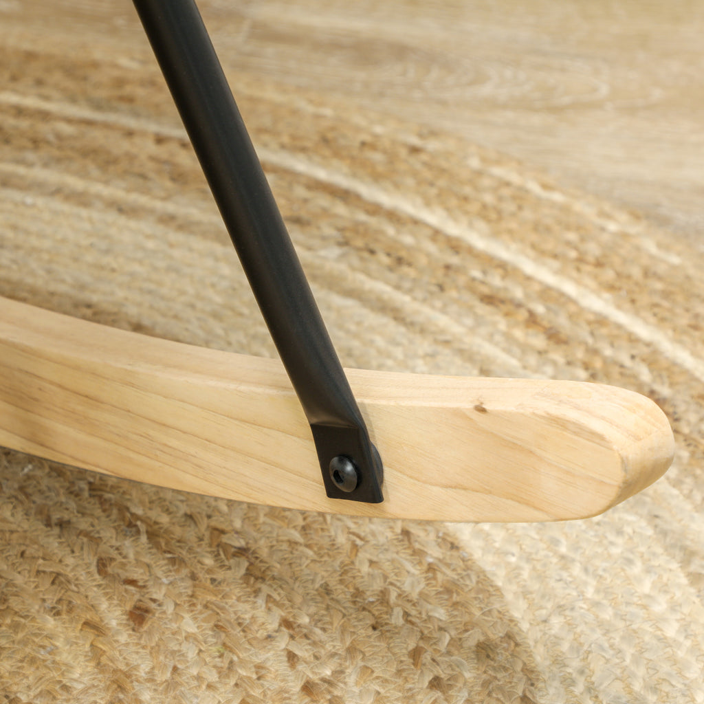 HOMCOM Schommelstoel in Berbervlies Look met Armleuningen, Ergonomische Stoel met Houten Glijders, voor Woonkamer, Slaapkamer, Wit