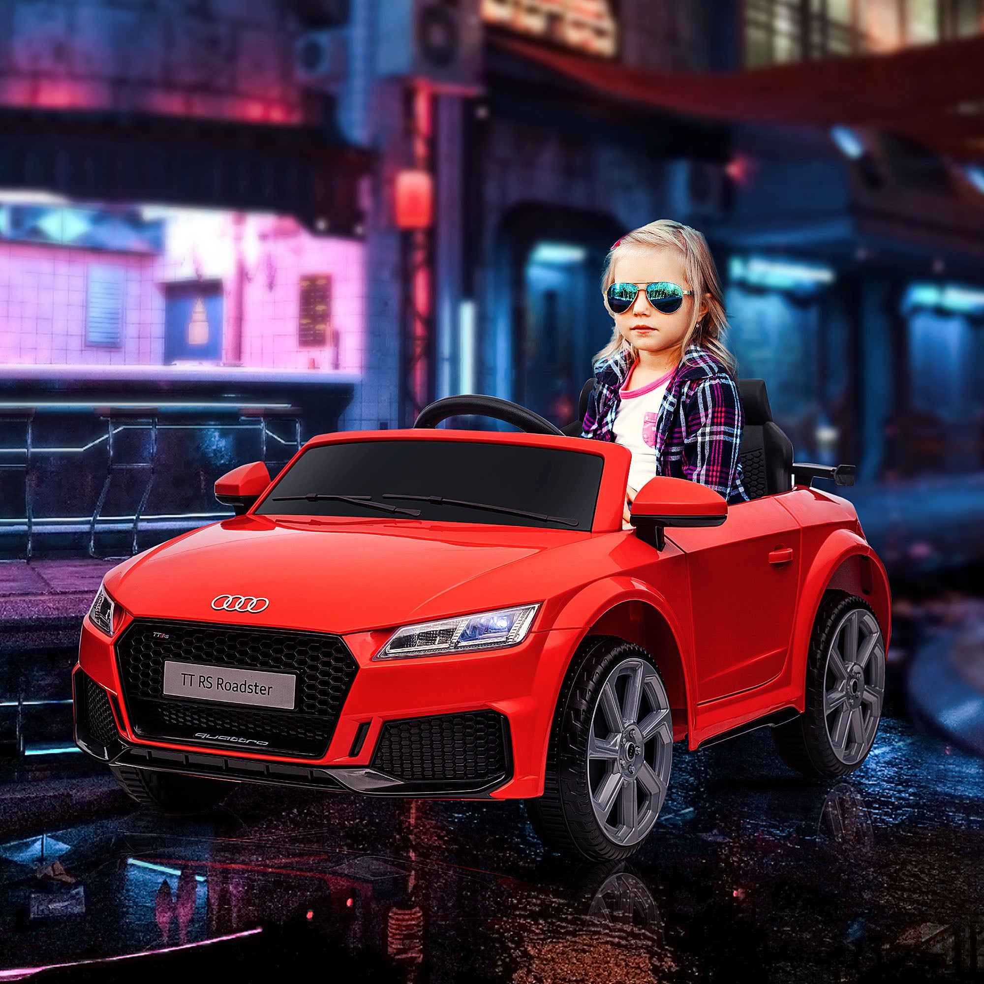 HOMCOM® kindervoertuig elektrische auto Audi TT RS afstandsbediening MP3 3-8 jaar PP rood 103 x 63 x 44 cm | Aosom.de