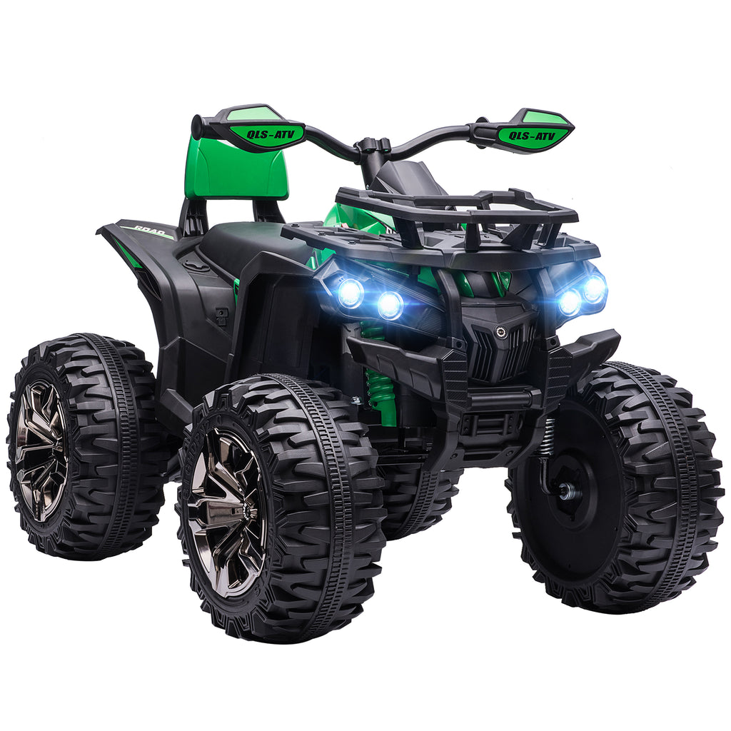 HOMCOM Elektrisch Kinderquad met Licht & Muziekaansluiting, 3-8 km/u, Voor 3-5 Jaar, Groen