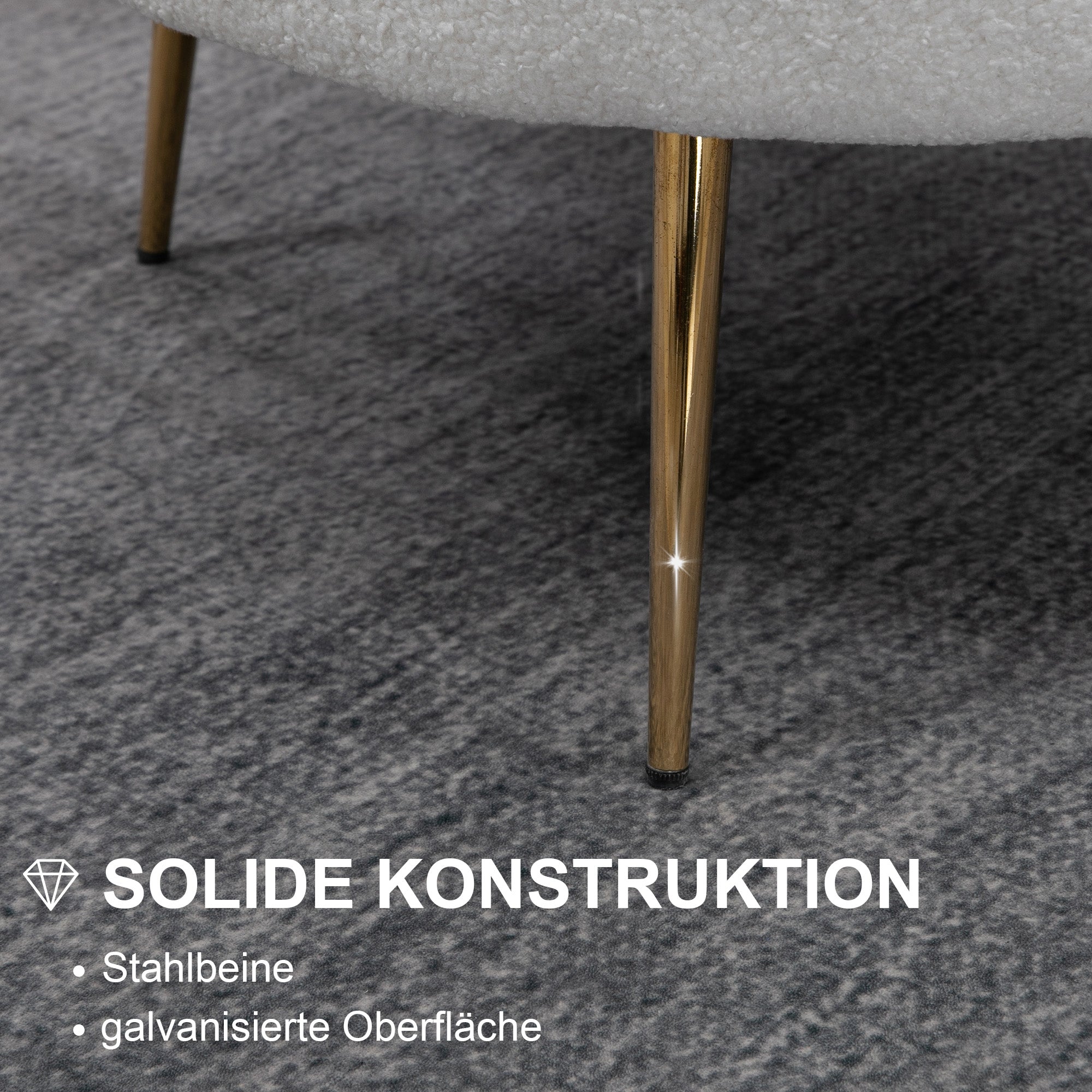 HOMCOM Fauteuil in Schelpvorm, Relaxstoel, Ontspanningsstoel, Metalen Poten in Goudlook, 79D x 77B x 77H cm, Wit