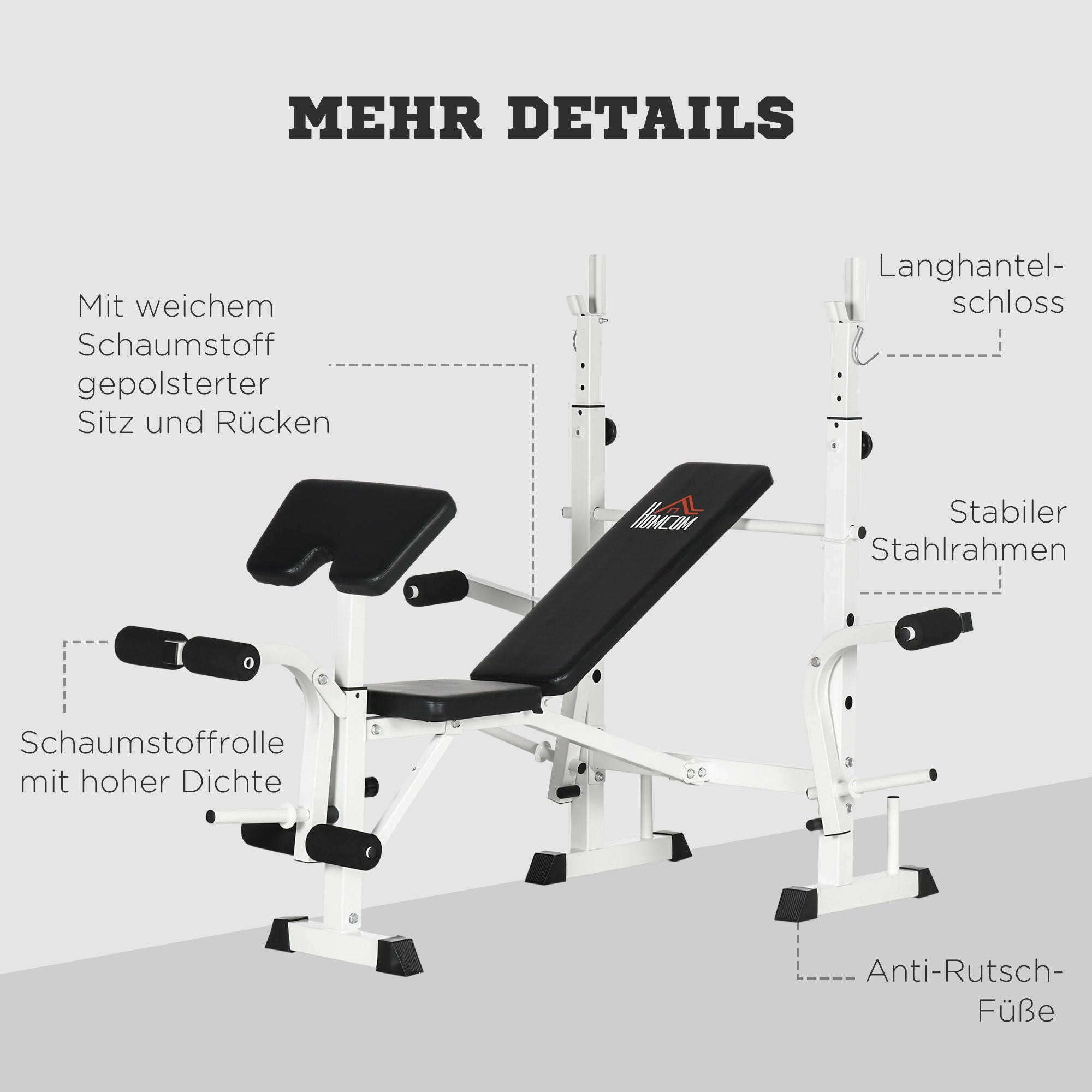 HOMCOM multifunctionele trainingsbank, verstelbare halterbank voor krachttraining