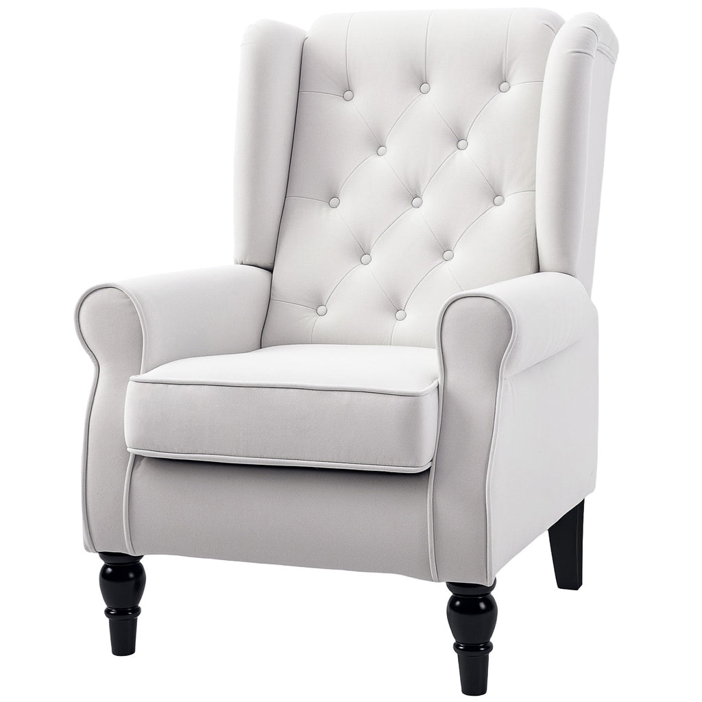 HOMCOM Elegante Oorfauteuil, Dik Gepolsterd, Afneembare Hoes, 74 x 86 x 102 cm, Crèmewit