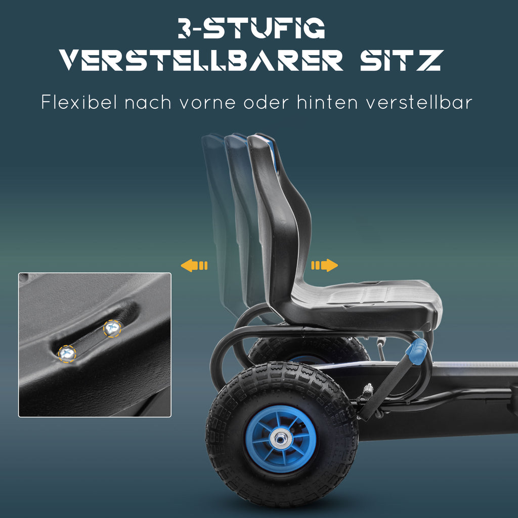 HOMCOM skelter, kindervoertuig met pedaal, pedaalauto, outdoor, blauw+zwart