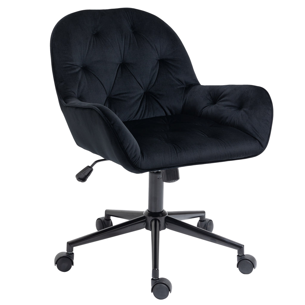 Vinsetto bureaustoel draaistoel bureaustoel in hoogte verstelbare directiestoel stoel bureaustoel fauteuil kantoor fluweelzacht polyester zwart 60 x 61 x 81-91 cm