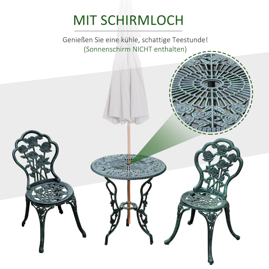 3-delige bistroset Balkonset tuinmeubelen balkon gegoten aluminium antiek groen