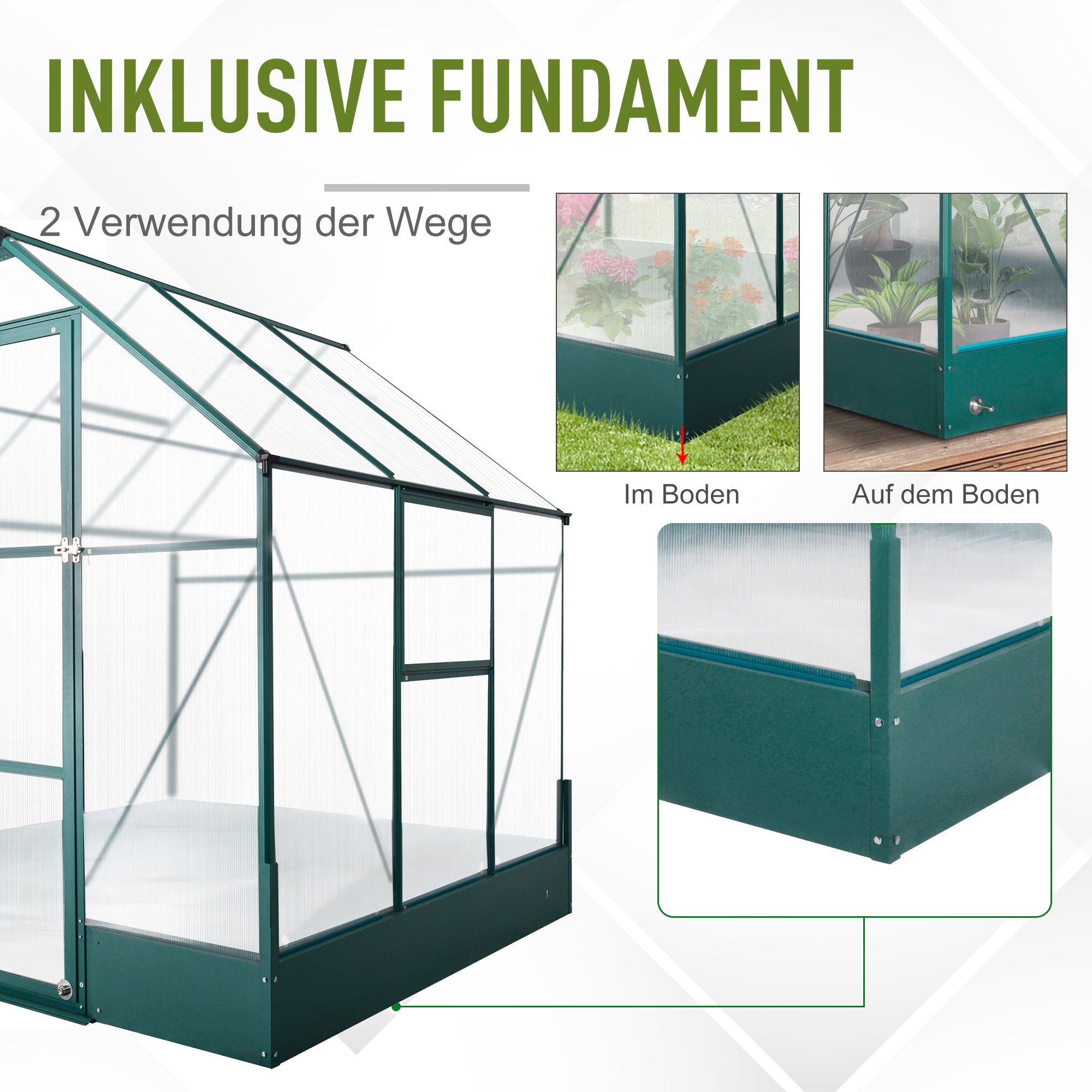 Outsunny Kas voor in de tuin kweekkas tomatenhuis koude kas 190 x 190 x 220 cm