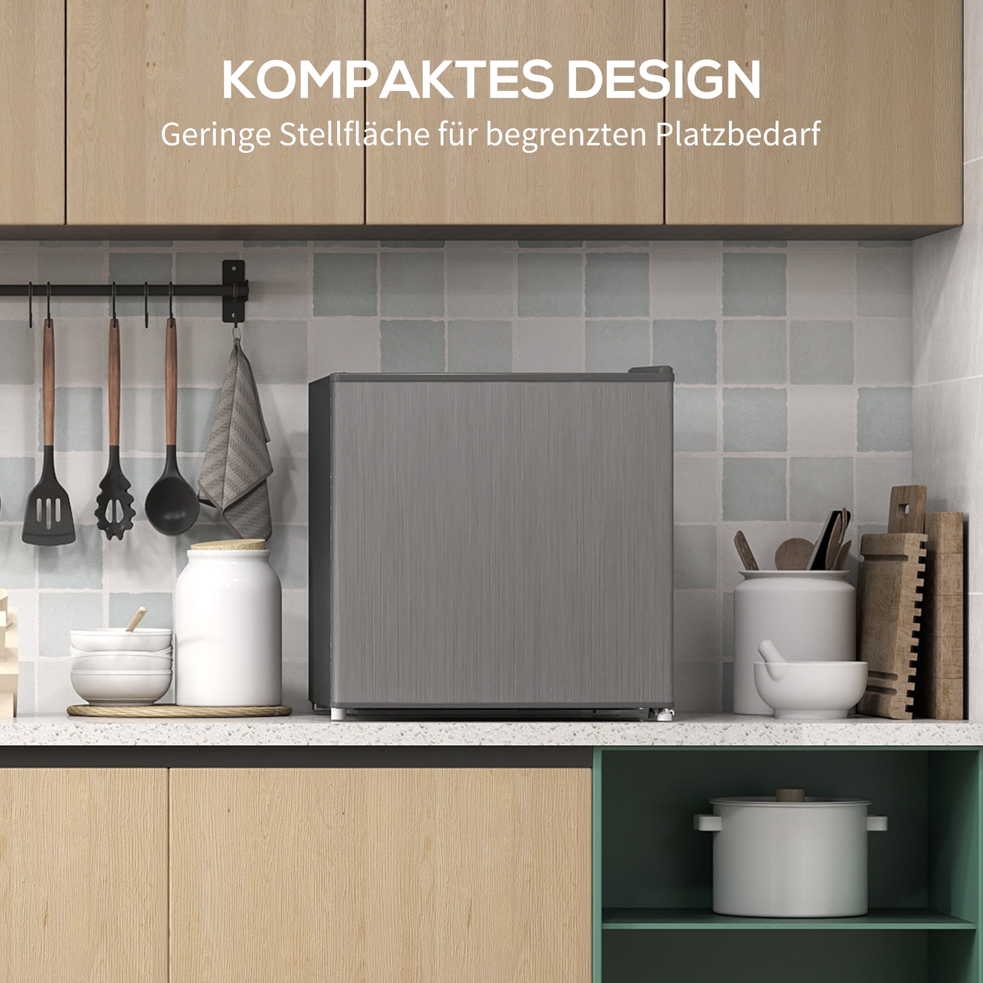HOMCOM Mini-Vriezer 35 L, Electrische Vriesbox, Vrijstaand 161W, Mini Diepvrieskist 47 x 44,2 x 48,8 cm, Grijs
