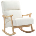 HOMCOM Schommelstoel met Fluweelachtige Bekleding, Ergonomische Rugleuning, Belastbaar tot 120 kg, 65B x 90T x 98H cm, Roomwit