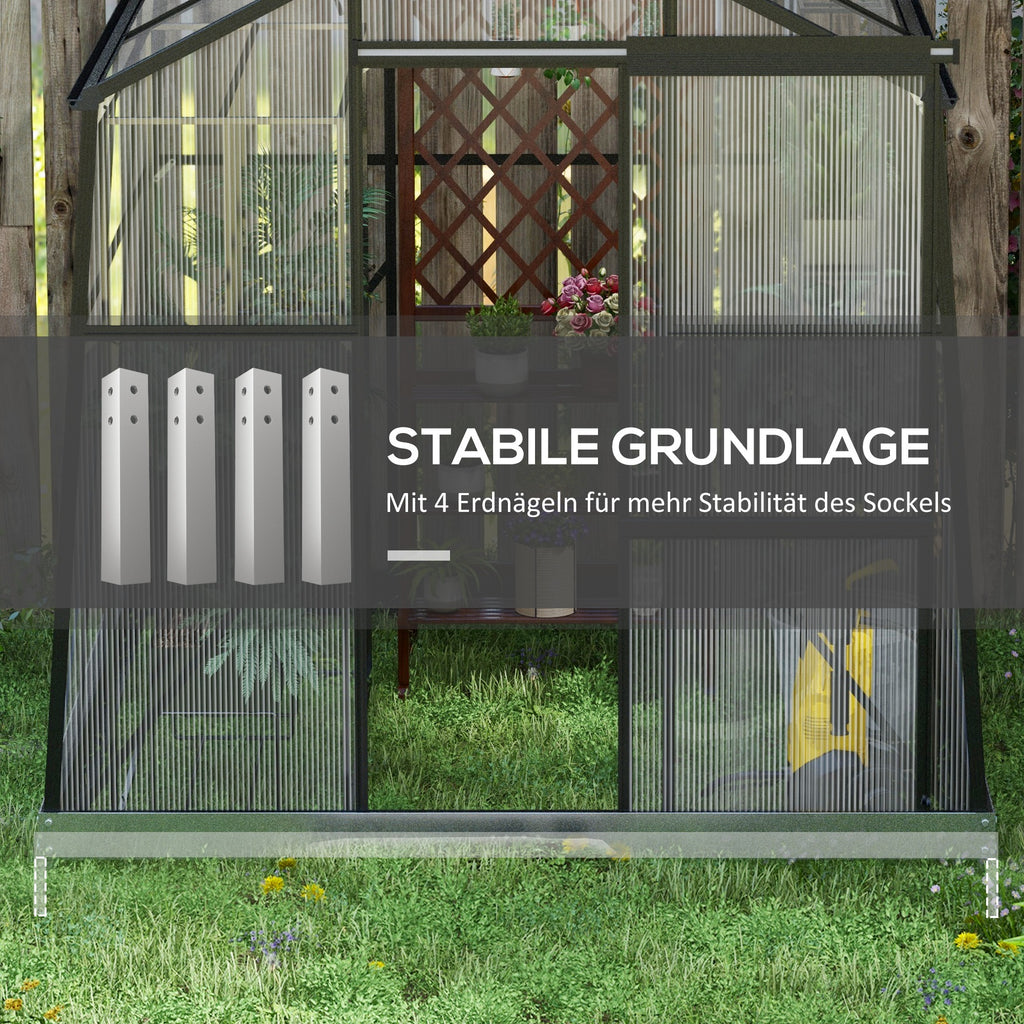 Outsunny Kas Kweekhuis Kweekbed, weerbestendig, 192 x 192 x 203 cm, Zwart