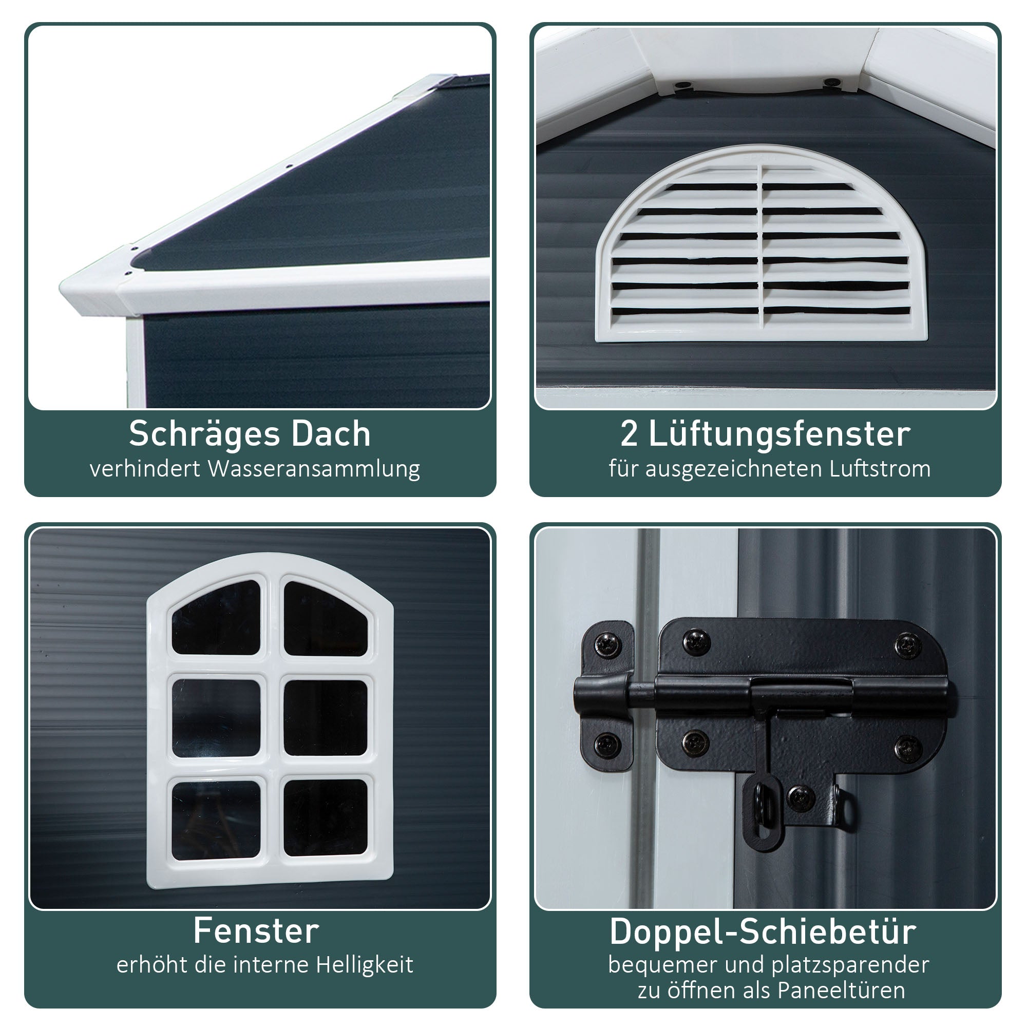 Outsunny Gereedschapsschuur tuinhuis met raam puntdak outdoor metaal grijs