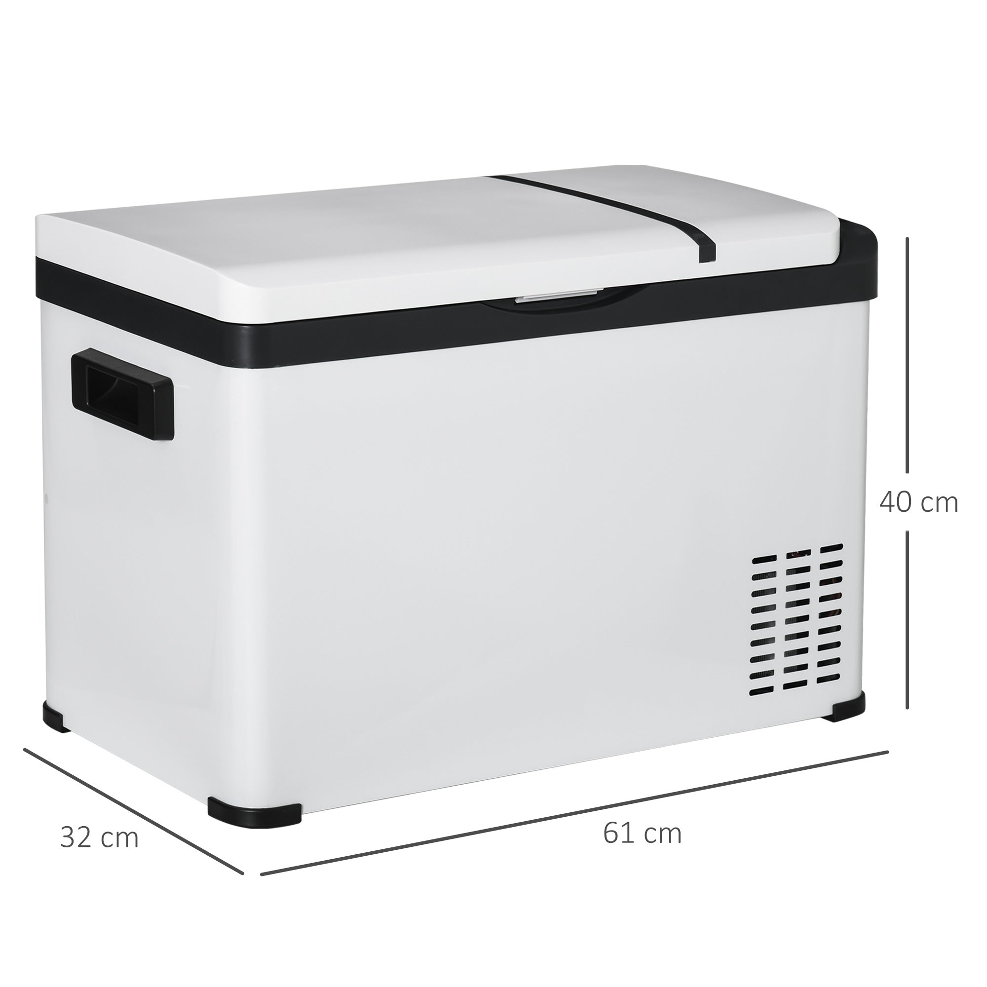 Outsunny Koelbox Auto 30L met Lcd-scherm Compressor Auto Koelkast Elektrische Boot Camper Reizen 12/24V DC en 110-240V AC Wit
