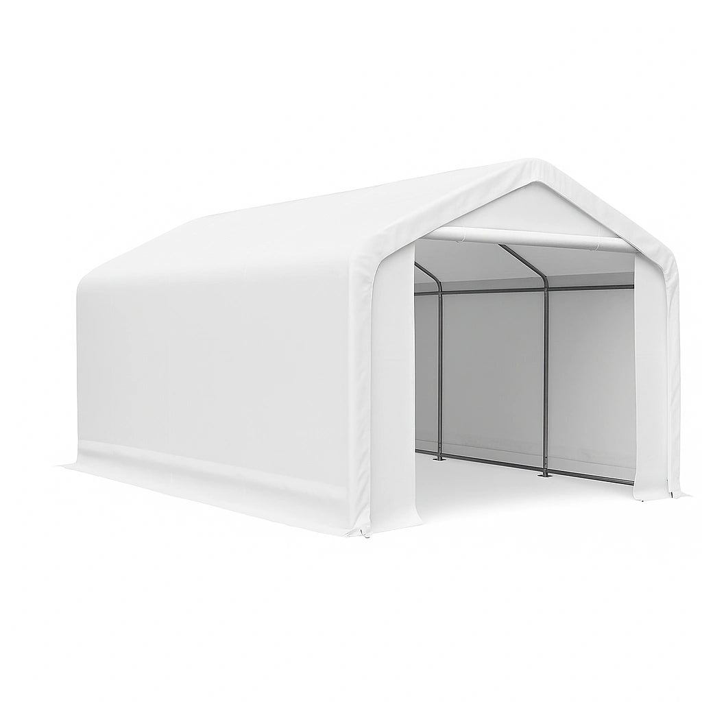 Garagetelt udendrs hvidt stl/PVC opbevaring 600x300x270 cm