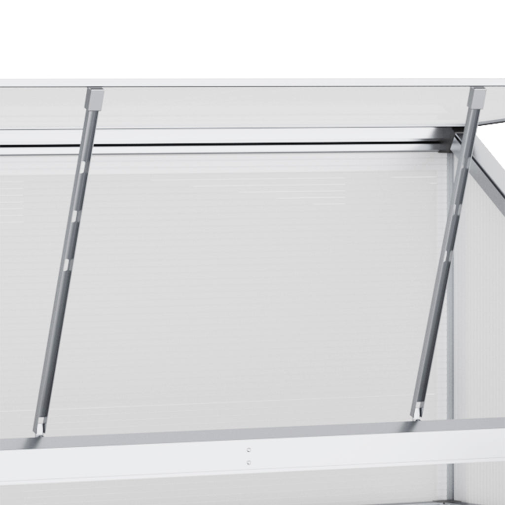 Outsunny serre met funderingsframe, behuizing van polycarbonaat, 2 planken, aluminium frame, 131 x 58 x 139,5 cm