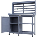 Outsunny Tuinset met opbergkast, aluminium werkblad, opbergruimte, 112x47x146cm, Grijs