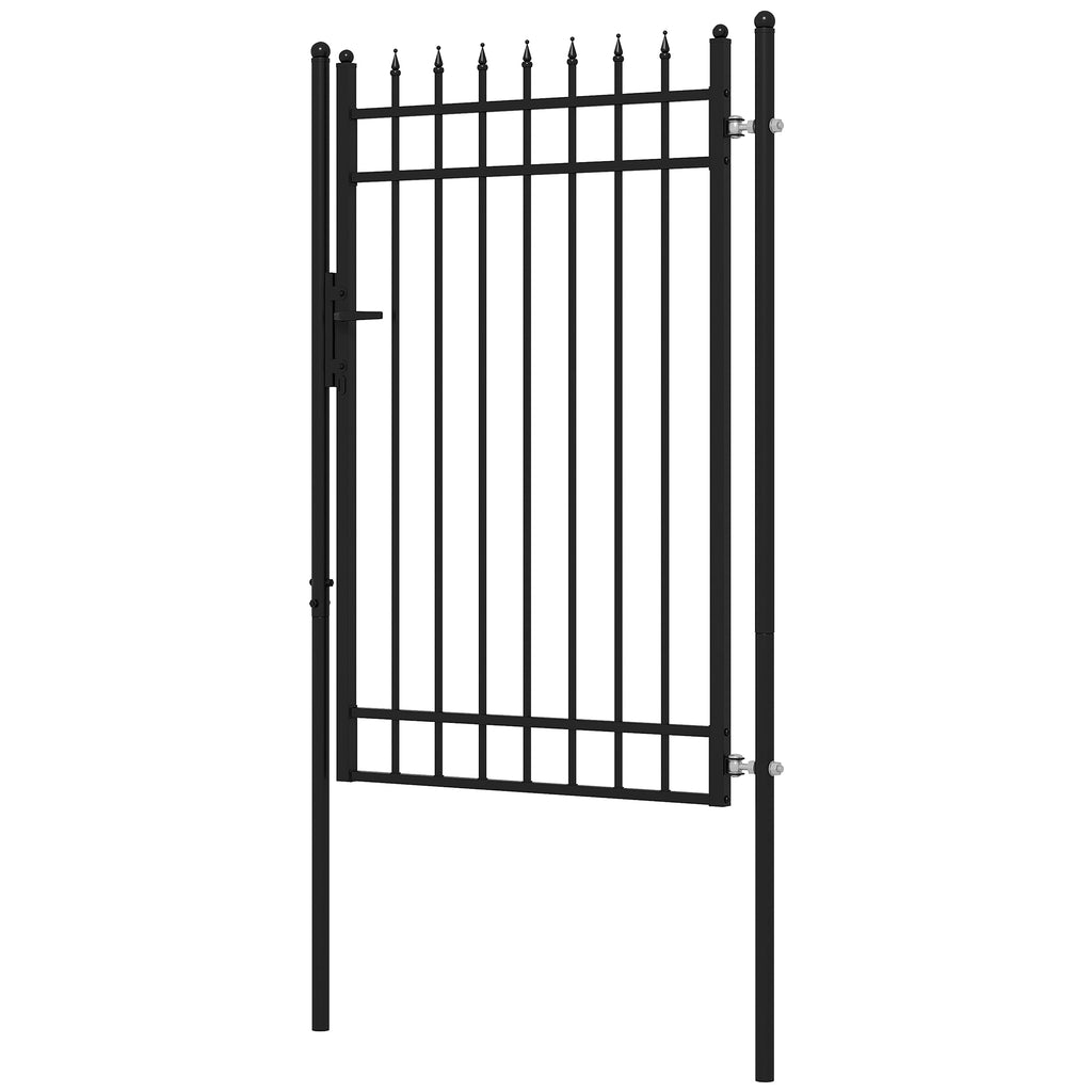 Outsunny Tuinhek, slot en sleutel, decoratieve spijlen, roestvrij staal, 107x204cm, Zwart