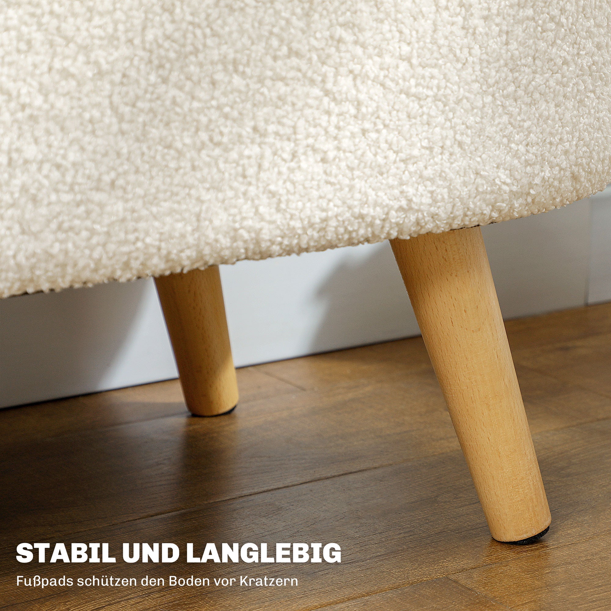 HOMCOM Zitbank met Opbergruimte en Deksel, Voethocker voor Hal, Woonkamer, Slaapkamer, Hout, Stoffen Bekleding, Wit