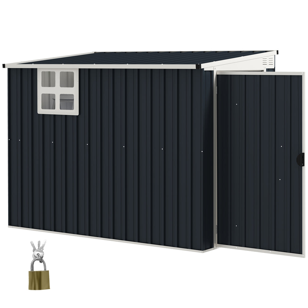 Outsunny Tuinopbergschuur, gereedschapsschuur voor tuingereedschap, venster, ventilatieopeningen, afsluitbaar, staal, donkergrijs