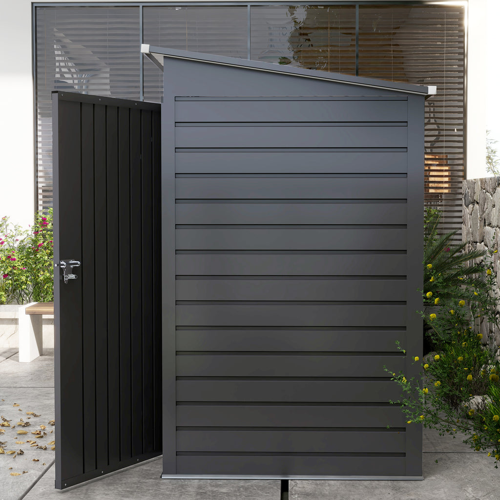 Outsunny Stalen tuinschuurtje, Geräteschuppen, Dubbele Deuren, 249B x 121D x 166/183H cm, Grijs