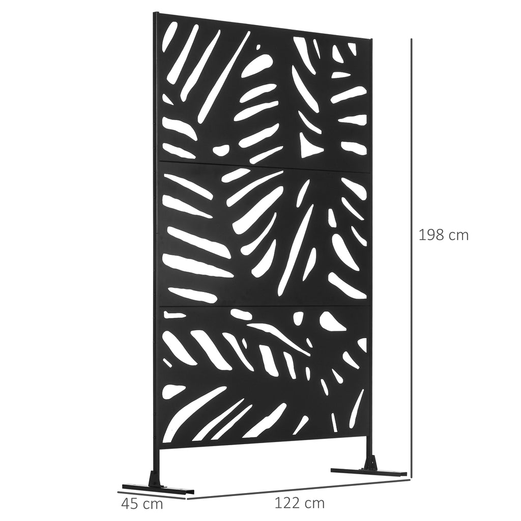 Outsunny Sichtschutzwand Sichtschutzgitter Sichtschutz voor buiten, 122 cm x 45 cm x 198 cm, Zwart