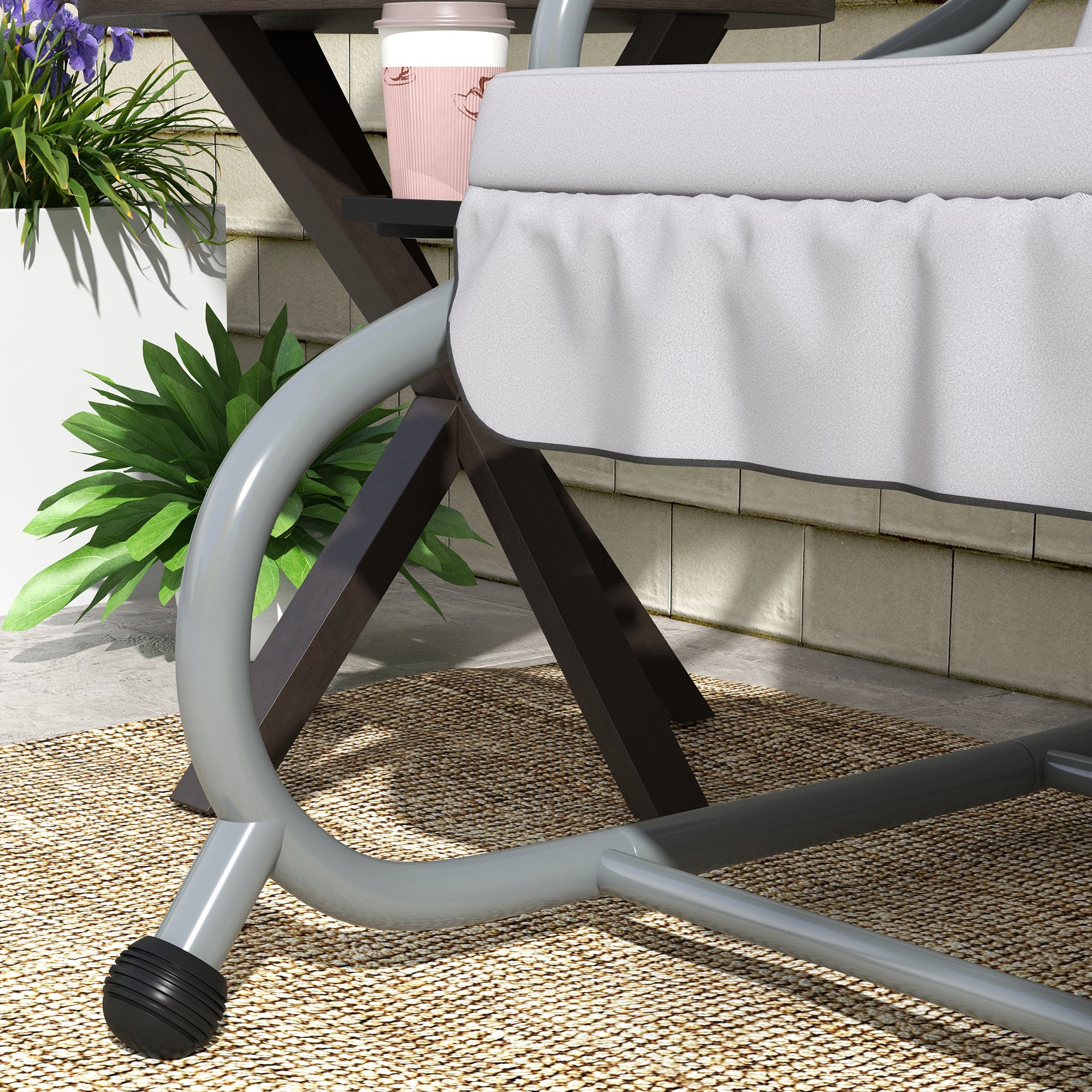 Outsunny 2-in-1 Hollywoodschommel met Ligfunctie, Verstelbaar Dak, tot 340 kg, Staal, 200x120x164 cm, Grijs