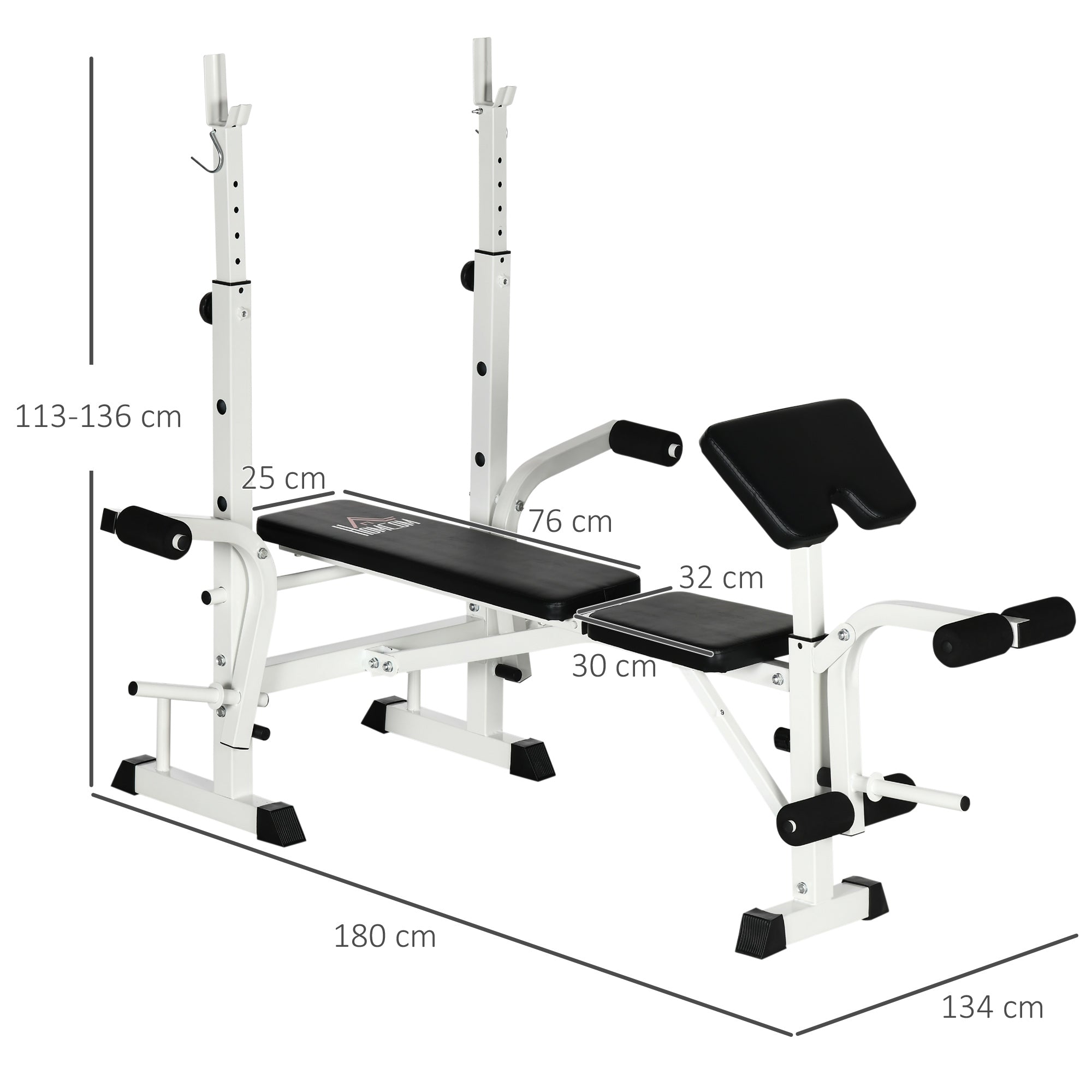 HOMCOM multifunctionele trainingsbank, verstelbare halterbank voor krachttraining