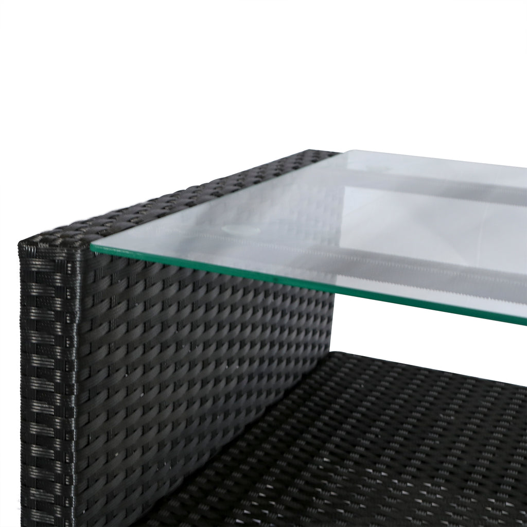 Outsunny poly-rotan zitset 4-delig Zitgroep tuinmeubel set lounge metaal zwart