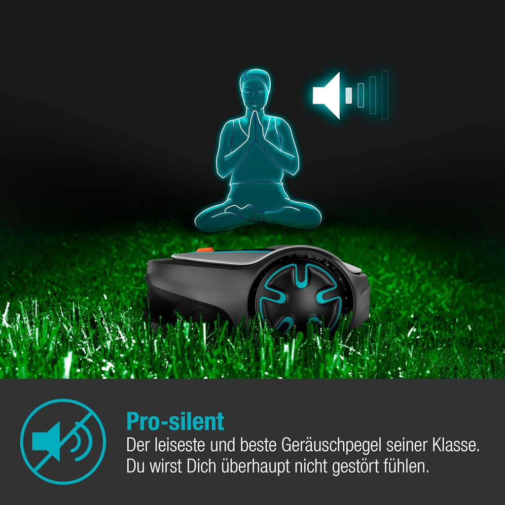 Gardena Robotmaaier SILENO minimo 500 m: intelligente grasmaaier met optimale connectiviteit, programmeerbaar met Gardena Bluetooth-app, DE-versie (15202-20)