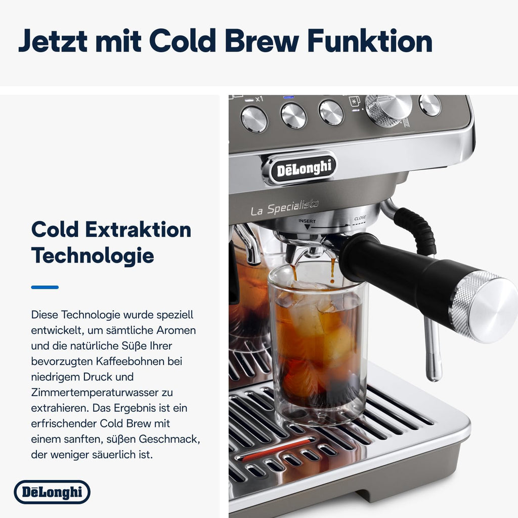 De'Longhi La Specialista Arte EC9155. MB Machine met zeven dragers, espressomachine met molen, 8 malingen, 15 bar, 3 temperaturen, melkopschuimmondstuk, 1300 W, tank van 1,5 l, roestvrij staal/zwart incl. barista-kit