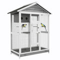 PawHut Houten vogelkooi met 4 zitstokken, asfaltdak, waterdicht, 112 x 68 x 154 cm