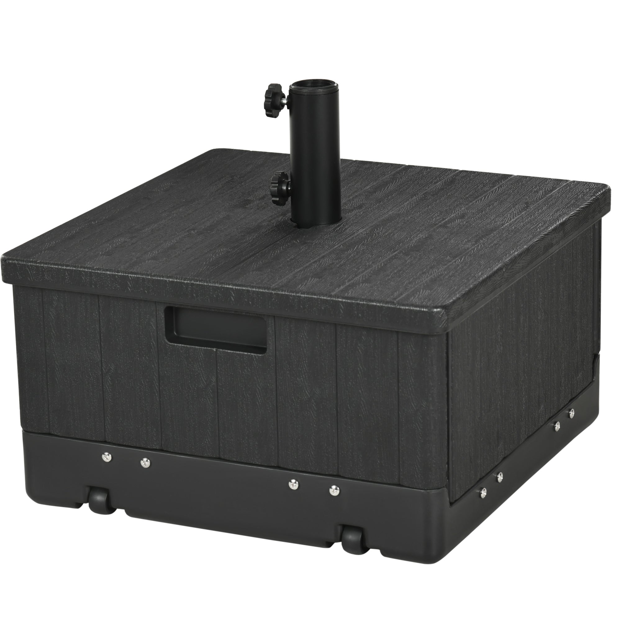 Outsunny 3-in-1 Parasolvoet, Bijzettafel, Bloembak, tot 80 kg zand, weerbestendig, Zwart