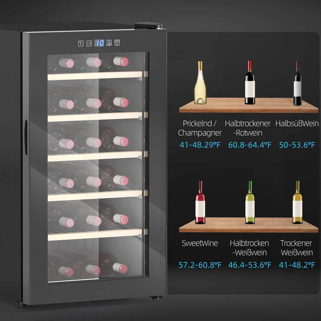 HOMCOM Wijnkoelkast voor 41 Flessen, 91 Liter Capaciteit, Drankenkoelkast met LED-Display en Touchscreen, Zwart