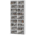 HOMCOM DVD-Rek, CD-Opslagrek, 14 Aanpasbare Planken, 18 Vakken, 175 cm, Blu-ray-Rek, Spaanplaat, Wit