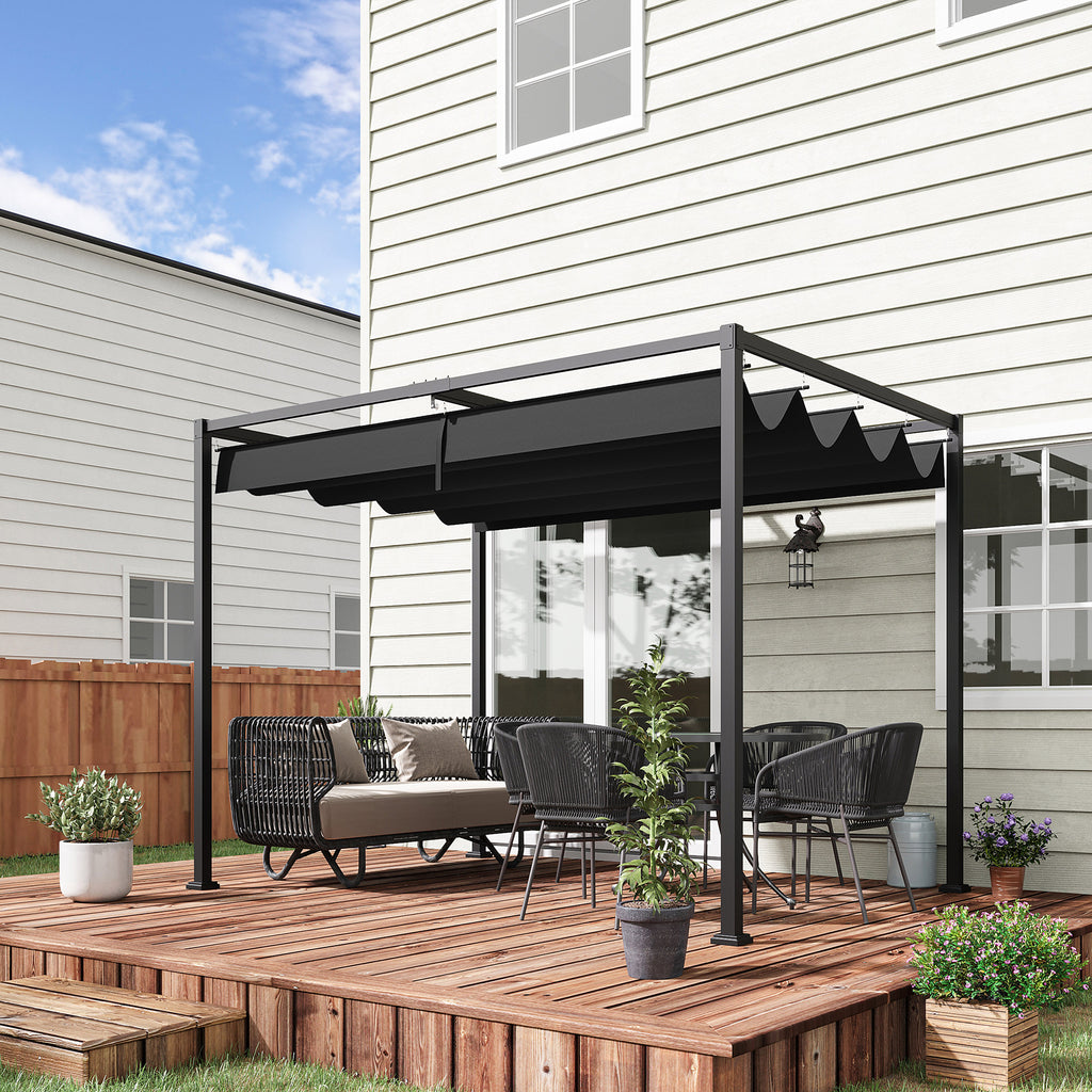 Outsunny Pergola Tuin 298x213x222 cm Polyester Zonnendak voor Tuin